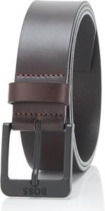 Кожаный ремень BOSS с гладкой поверхностью, толстой пряжкой и логотипом, Brown Wood