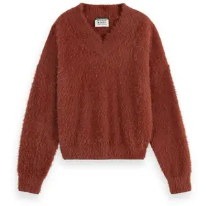 Свитер Scotch & Soda 178231 v neck, коричневый/красный