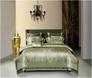 YUSIWOAL Комплект постельного белья сатин жаккард King Green