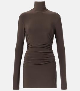 Мини-платье с воротником-стойкой для пиклбола Norma Kamali, Espresso