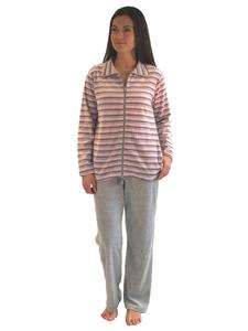 Длинная велюровая куртка для дома на молнии - 44131 светло-серого цвета NORMANN