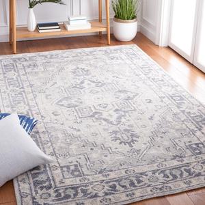 Ковер SAFAVIEH, 122 x 183 см, коллекции Maharaja, Grey & Ivory, ручная вязка, традиционный вискозный, идеально для помещений с высокой проходимостью: прихожая, гостиная, спальня (MHJ423A)