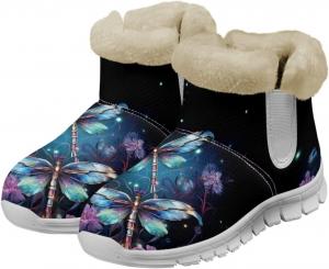 Женские зимние ботинки chaqlin Dragonfly, противоскользящие, снежные, легкие с флисовой подкладкой, на плоской подошве, удобные, теплые, для повседневного ношения на улице, с подошвой из ЭВА, Dragonfly Floral