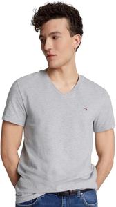 Мужская облегающая футболка Tommy Hilfiger с V-образным вырезом, Grey Heather.