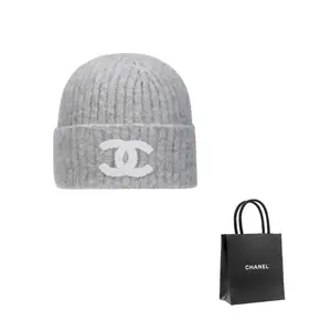 CHANEL Кашемировая вязаная шапка унисекс серая, Gray