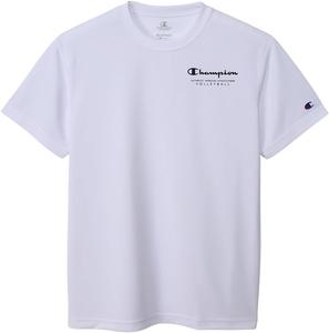 Мужская футболка Champion C3-ZV305 с коротким рукавом, круглый вырез, антибактериальная, влагоотводящая, быстросохнущая, с логотипом, футболка с коротким рукавом, для волейбола, белый
