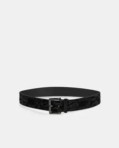 Женский пояс с деталями из страз в виде языков пламени Alma En Pena, черный