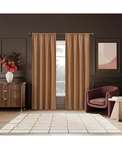 Жаккардовая штора Belmont с цветочным узором, 100% затемняющая, с карнизом и панелью для карниза Sun Zero, terracotta