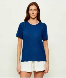 Льняная футболка WKDPELOTA regular fit Weekend Maxmara, темно-синий