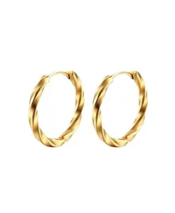 Серьги-Кольца из нержавеющей стали в форме витков Rebl Jewelry, gold