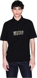 Мужское хлопковое поло с золотой отделкой Armani Exchange, Black Diagonal Gold