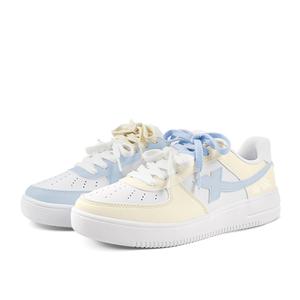 XTEP Кроссовки Air Force One с низким верхом, противоскользящие, износостойкие, унисекс, желто-синие, непарные