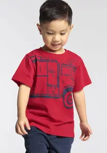 KIDSWORLD Футболка "ПОЖАРНАЯ ДЕПАРТАМЕНТ", принт для маленьких мальчиков, красный