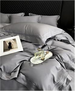 YUSIWOAL Комплект постельного белья однотонный из египетского хлопка 1000TC с роскошной вышивкой