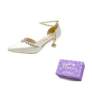 Alxnan Женские туфли на высоком каблуке Экрю/Чёрные/Шампань - Экрю 5 см, цвет Ecru 5cm