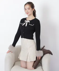 Облегающая мини-юбка из твида с узором «гусиная лапка» Jill By Jill Stuart, цвет Beige 1