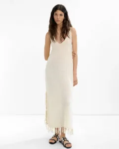 Длинное платье с регулируемыми бретелями и декоративной бахромой Parfois, бежевый