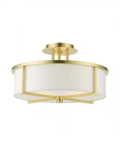 Полупотолочный светильник Wesley с 3 плафонами Livex, золотистый тон