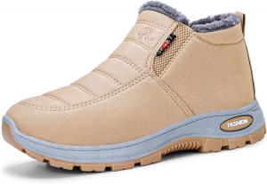 Зимние утепленные ботинки Baxtayel для женщин и мужчин, водонепроницаемые, с противоскользящей подошвой, с меховой подкладкой, средней высоты, кроссовки, плюшевые, термальные, мягкие, парные, удобные ботильоны для улицы, бежевый