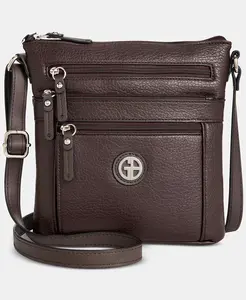 Маленькая фактурная сумка через плечо Giani Bernini, коричневый