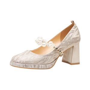 Туфли Мэри Джейн женские BIGTREE, Champagne Gold