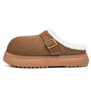 Тихие, устойчивые к запахам и истиранию закрытые тапочки для мужчин HUANAI, Chestnut Fleece-Lined