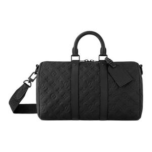 LOUIS VUITTON Кожаная сумка Keepall через плечо мужская черная