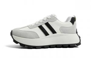 HUANQIU Женские противоскользящие и износостойкие низкие повседневные туфли на платформе бело-черные, цвет White Black