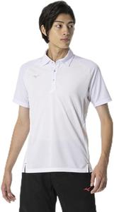 Мужская быстросохнущая тренировочная рубашка-поло MIZUNO, короткий рукав, влагоотводящая, быстросохнущая, 32MAB081, белый