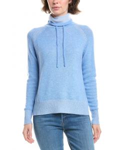 Кашемировый свитер с косичками и воротником-воронкой на кулиске Forte Cashmere, синий