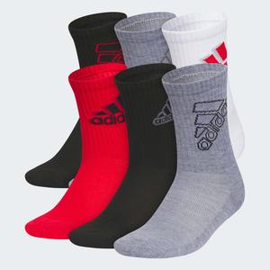 Носки Adidas Cushioned Mixed 2.0 6-Pack Crew Socks Kids, цвет Black/Scarlet/Medium Grey Heather