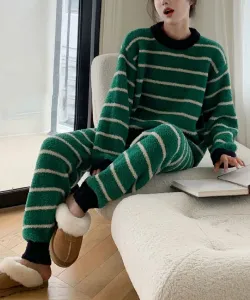 Aimoha -select-/Пушистая домашняя одежда с длинными рукавами и длинными брюками с узором Aimoha - Select -, цвет Green