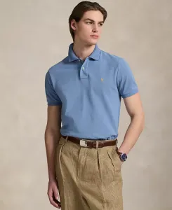 Мужская хлопковая поло Slim Fit с сетчатой тканью Polo Ralph Lauren, синий