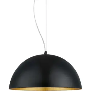 Подвесной светильник GAETANO 1, подвесная лампа, сталь, E27, подвесной светильник, лампа для обеденного стола E27 1 шт., подвесной светильник, H150 x Ø38, черный, золотой, 1x60 Вт, без лампы. Eglo, черный/золотой