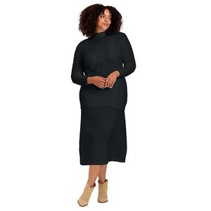 Женский свитер с воротником-стойкой и косой вязкой Avenue, Black