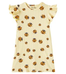 Платье из хлопкового джерси с божьими коровками Mini Rodini, желтый