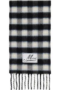 Marni Шерстяной мохеровый шарф с логотипом в черно-белую клетку