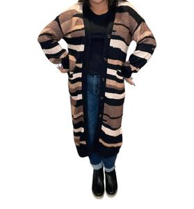 Кардиган на пуговицах в черно-коричневом цвете Saltwater Luxe, черный/коричневый