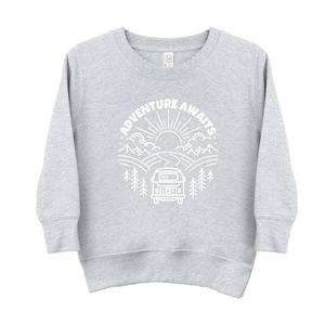 Толстовка Adventure Awaits Landscape Circle с рисунком Van для малышей The Juniper Shop, цвет Heather Grey
