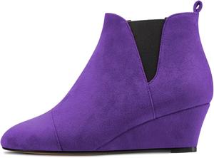 Женские ботильоны Castamere с массивным каблуком, средней высоты, круглым носком, на щиколотке, короткие, без застежки, классические для платья, вечеринки и офиса, каблук 2,0 дюйма, Purple