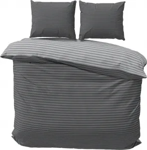 Постельное белье 200х200 см хлопок антрацитово-серый в полоску дамаск пододеяльник поликоттон двустороннее постельное белье 3 шт. leonado vicenti
