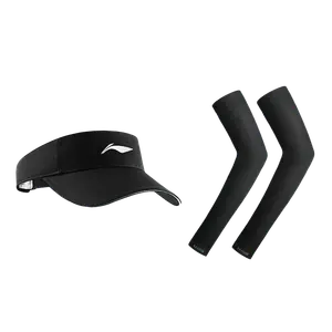 LINING Унисекс шапка от солнца из полиэстера, Sun Protection Two-Piece Set[Black Visor Cap+Black Straight Fit Cooling Arm Sleeves]