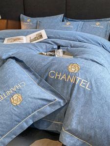 MIDO HOUSE Комплект постельного белья из 4 предметов для кровати 1.5м: простыня на резинке 200x230 см