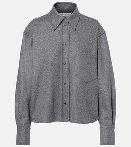Рубашка из шерсти и кашемира Victoria Beckham, Mid Grey Melange