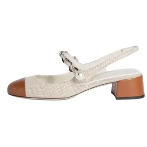 MIU MIU Туфли на высоком каблуке 3,5 см, женские, бежевые