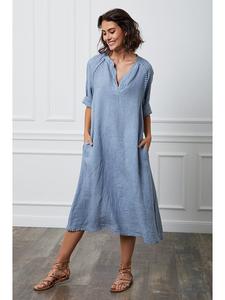 Длинное платье La Compagnie Du Lin Leinen Granel, голубой