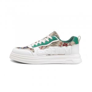 KYMOOU Скользостойкие амортизирующие лоу-топ скейтборд кроссовки мужские бежево-зеленые, цвет Beige Green