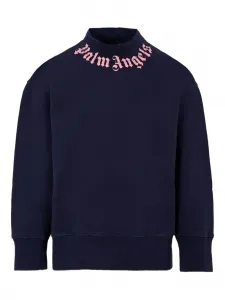 Толстовка с логотипом и воротником-стойкой Palm Angels Kids, синий