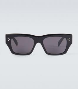 Солнцезащитные очки Bold 3 Dots HD прямоугольные Celine Eyewear, Shiny Black/ Smoke
