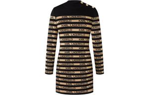 KARL LAGERFELD Длинное платье с рукавами Женское Черное Золото KARL LAGERFELD / Karl Lagerfeld Jeans